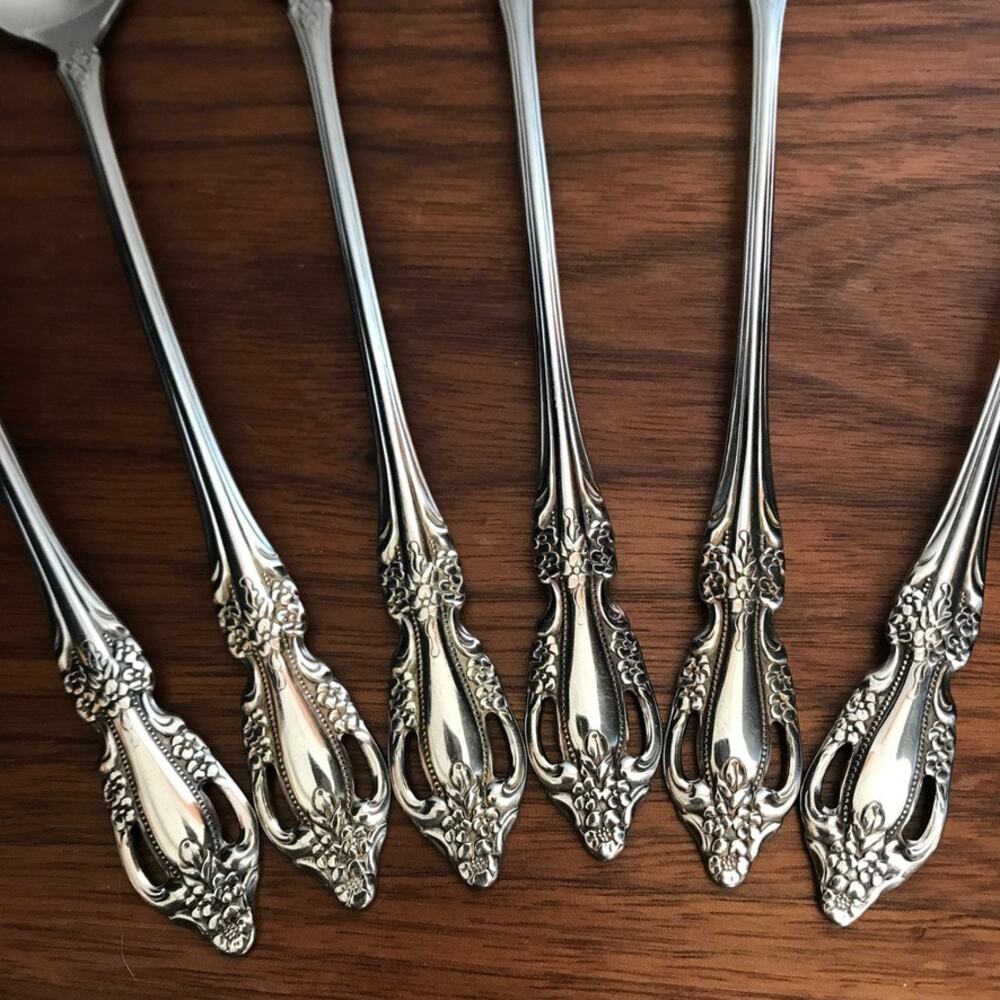 Oneida Distinction Deluxe Raphael 7.5” Long Iced Tea Spoons Flatware Set Of 6